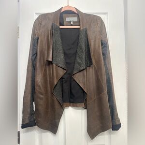 Sachin + Babi Brown and Charcoal Draped Leather Jacket